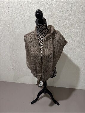 Lightweight Taupe Open-Knit Women's Shawl Scarf